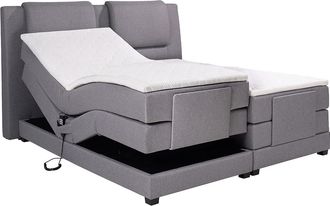 Vente-Unique Pack boxspring cabecero + somieres de relajaci&oacute;n el&eacute;ctricos + colchones + cubrecolch&oacute;n CASTEL de PALACIO - 2x80x200cm - Tela gris claro