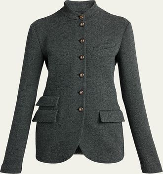 Giorgio Armani Buttoned Herringbone Jacket