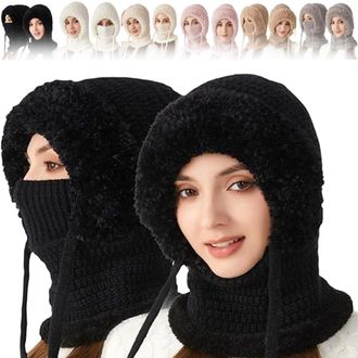 Generic 3 in 1 Beanie Hat with Scarf and Mask, 3 in 1 Beanie Hat for Women, Womens Outdoors Windproof Scarf Hat, Fleece Balaclava Ski Mask, Winter Warm Knitte