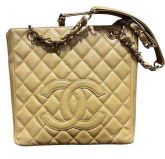 Chanel Beige Quilted Leather Bag