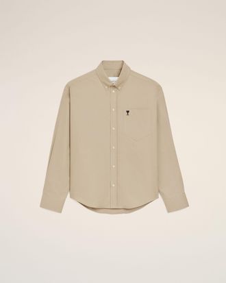 Ami Beige Cotton Boxy Embroidered Ami De Coeur Shirt Beige - 36 - for Men
