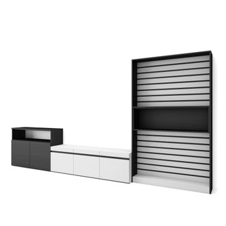 Skraut Home Skraut Home - Muebles De Sal&oacute;n Para Tv, Conjunto De Muebles Comedor, 360x186x35cm, Para Tv Hasta 65, Mueble Televisi&oacute;n, Estilo Moderno, Blanco Y Negro