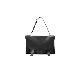 AllSaints Ursa Grain Satchel Cross Body Womens Handbags Black, Leather