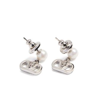 Valentino Garavani Faux Pearl and Logo-Embellished Earrings - Silver