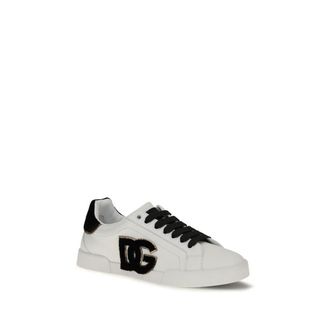 Dolce & Gabbana Logo-Embellished Leather Sneaker - White