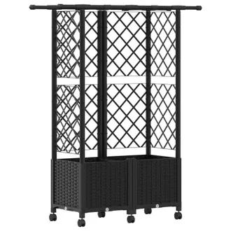 vidaXL Cama Elevada Con Trellis Y Techo Negro 124 X 40 X 142 Cm Pp Vidaxl