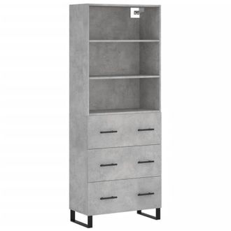 vidaXL Aparador Alto Madera Contrachapada Gris Hormig&oacute;n 69,5x34x180 Cm Vidaxl