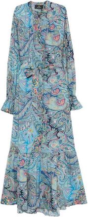 Etro Langes Etro-Kleid mit R&uuml;schen und Paisley-Muster