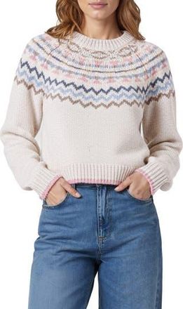 All in Favor Fair Isle Crop Sweater in Ivory/pink at Nordstrom Rack, Size X-Large