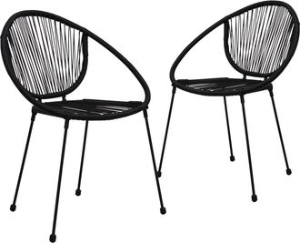 vidaXL Sillas De Jard&iacute;n 2 Unidades Rat&aacute;n De Pvc Negro Vidaxl