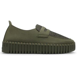 Ilse Jacobsen Tulip 3878 Textile Synthetic Womens Slip On Shoes - Army Army - Size:UK 6