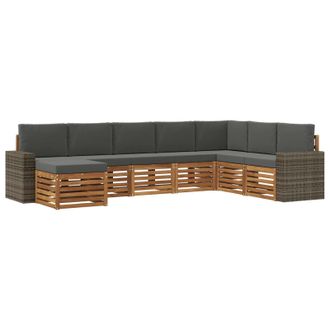 vidaXL Conjunto De Sof&aacute;s De Exterior 8 Pcs Natural Y Antracita Vidaxl