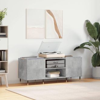 vidaXL Vidaxl - Mueble Discos Madera Contrachapada Gris Hormig&oacute;n 121x38x48 Cm
