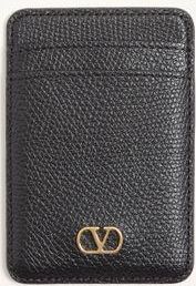 Valentino Garavani Portacarte magnetico VLogo Signature Garavani in Vitello Granato Donna NERO UNI