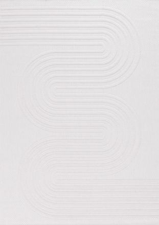 Nazar Rugs Alfombra blanca interior/exterior con diseño de serpentina 200x290