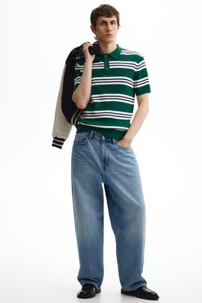 H&M Regular Fit Polo Shirt in Green/striped at Nordstrom, Size Xx-Large