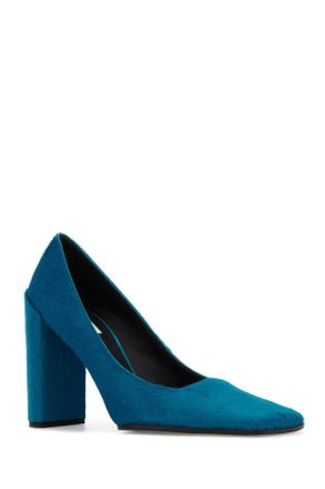 Alaia Womens Turquoise Calf Hair Square Pumps Scarpe Con Tacco High Heel Shoes