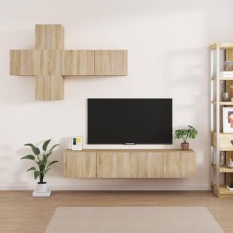 Berkfield Home 7 Piece TV Cabinet Set Sonoma Oak Engineered Wood in Brown