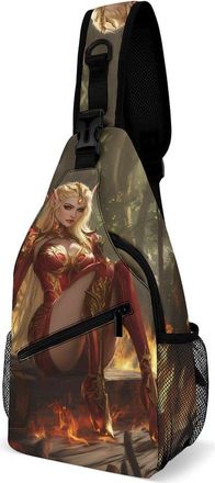 Generic Elfs And Fire Unisex Shoulder Bags Casual Crossbody Chest Bag Sling Backpack for Hiking Cycling Travel