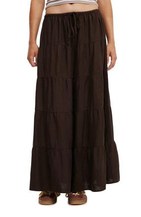 Cotton On Womens Haven Multi Tiered Maxi Skirt in Dark Oak at Nordstrom, Size 12