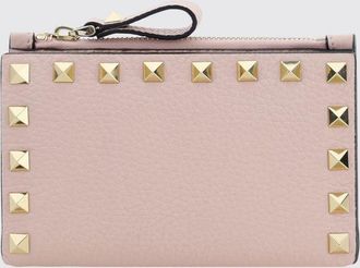 Valentino Garavani Portafoglio bifold Rockstud in pelle di vitello a grana con borchie