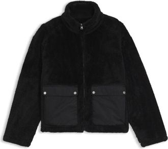HUGO BOSS Faux fur coat with contrasting patch pockets