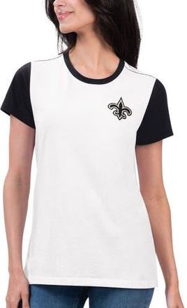 G-III 4Her by Carl Banks Womens G-III 4Her by Carl Banks White/Black New Orleans Saints Fashion Illustration T-Shirt at Nordstrom, Size Xx-Large