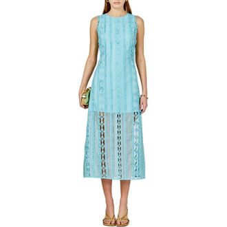 endless rose Lace Overlay Midi Dress in Sky Blue at Nordstrom, Size X-Small