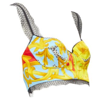 Versace Barocco Acanthus lace boned bralette crop top