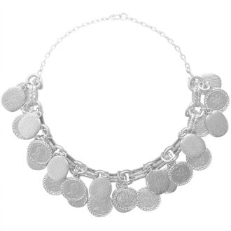 Karine Sultan Womens Coin Necklace In Matte Silver