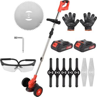 OEM Desbrozadora El&eacute;ctrica A Pilas Con Ruedas, 3 Cuchillas Diferentes, Mango Plegable, Ideal Para C&eacute;spedes, Jardines Y Patios