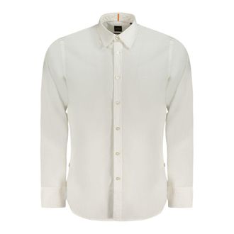 HUGO BOSS Mens Long Sleeve Buttonup Shirt - Ivory Cotton - Size Small