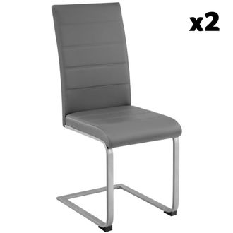 TecTake 2 Sillas de comedor ergon&oacute;micas y altas, forma de C, s&iacute;mil cuero gris