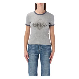 Chlo&eacute; Tops, Dames, Grijs, L, Katoen, Baby-fit T-shirt