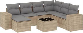 vidaXL Vidaxl - Juego De Sof&aacute;s De Jard&iacute;n Con Cojines Beige 8 Pzas Rat&aacute;n Pe