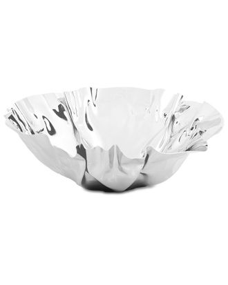 Alice Pazkus 12.5In Round Stainless Steel Wavy Design Serving Bowl