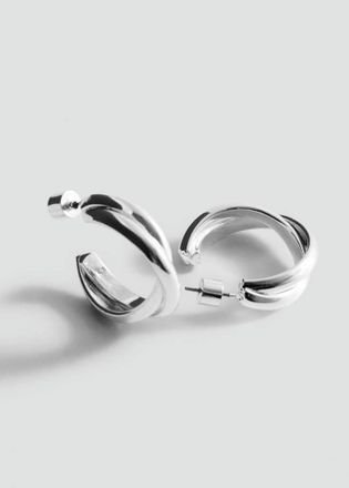 Mango Orecchini a cerchio intrecciati argento - Donna - Taglia unica - MANGO