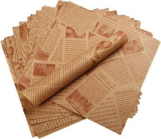 OEM 100 Hojas De Papel Vegetal Para Delicatessen, De 30x30 Cm, Impresas Al Estilo Cl&aacute;sico De Los Peri&oacute;dicos Antiguos (marr&oacute;n)