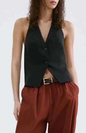 Mango Halter Crop Vest in Black at Nordstrom, Size X-Large