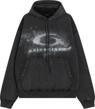 Balenciaga Hoodies, male, Black, Size: XS Washed Crayon Loop Oversized Hoodie