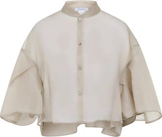 Max Mara Mxadonna Organza Cape - Dames - Overhemden - Beige - S - Organza - Overhemden
