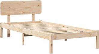 vidaXL Bed Frame with Headboard Natural 100 x 200 cm Solid pine wood Vidaxl