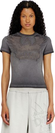 Diesel Slim T-shirt with d&eacute;vor&eacute; Phoenix - T-Shirts - Woman - Grey
