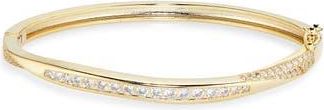 Nordstrom Rack Cubic Zirconia Wavy Bangle Bracelet in Clear- Gold at Nordstrom Rack