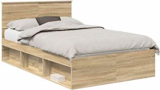 vidaXL Bed Frame with Headboard Sonoma 120 x 200 cm Solid Pine Wood vidaXL