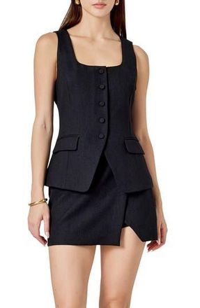 endless rose Tweed Button Vest in Black at Nordstrom Rack, Size X-Small