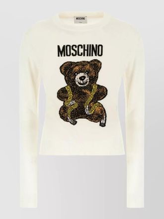 Moschino knit top bear motif long sleeves