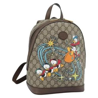 Gucci Pre-owned Vintage Canvas Rugzak - Dames - Pre-owned - Beige - Maat: ONE Size Leer