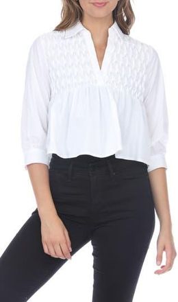 Rain + Rose Smocked Babydoll Top in White at Nordstrom Rack, Size X-Large