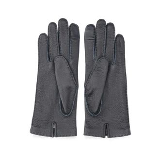 Ami Leren handschoenen met korrelstructuur - unisex - Accessoires - Zwart - Maat: 7 IN Zijde